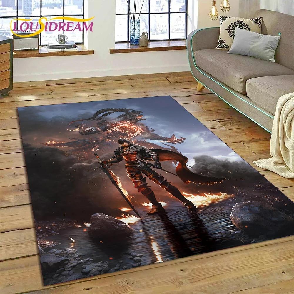 Final Fantasy Serie Spiele Cartoon Teppich für Wohnzimmer Schlafzimmer Heimdekoration, Bodentuch Rutschfest Dekoration für Sofa Fußmatte