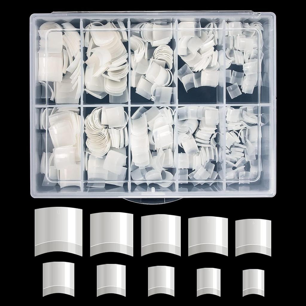 500PCS Kurze Nagelspitzen Acrylnägel Klare falsche Nagelspitzen Kurze künstliche Spitzen für DIY Nail Art Maniküre mit Box
