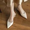 Französische Satin-Stil Sandalen 2026 Frühling Damen Neu Spitzer Mittelhoher Absatz Design Luxuriös Vielseitig Einzelne Schuhe Zapatos De Mujer