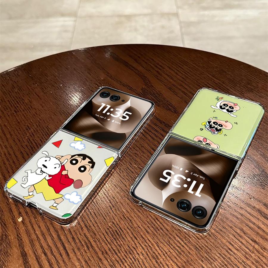 Soft Clear Phone Cover Luxury Funda Case for Motorola Razr 60 Ultra 50 50Ultra 50/60 Frog Crayon Shin Chan
