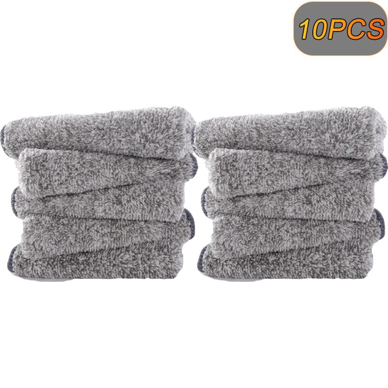 Bamboo Charcoal Fiber Cleaning Cloth Rags Non-Stick Oil Water Absorption Washing Kitchen Towel Household Cleaning Wiping Tools