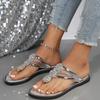 Silver flip-flops women's summer wear fashion soft bottom pinch feet beach slippers large size flip-flops