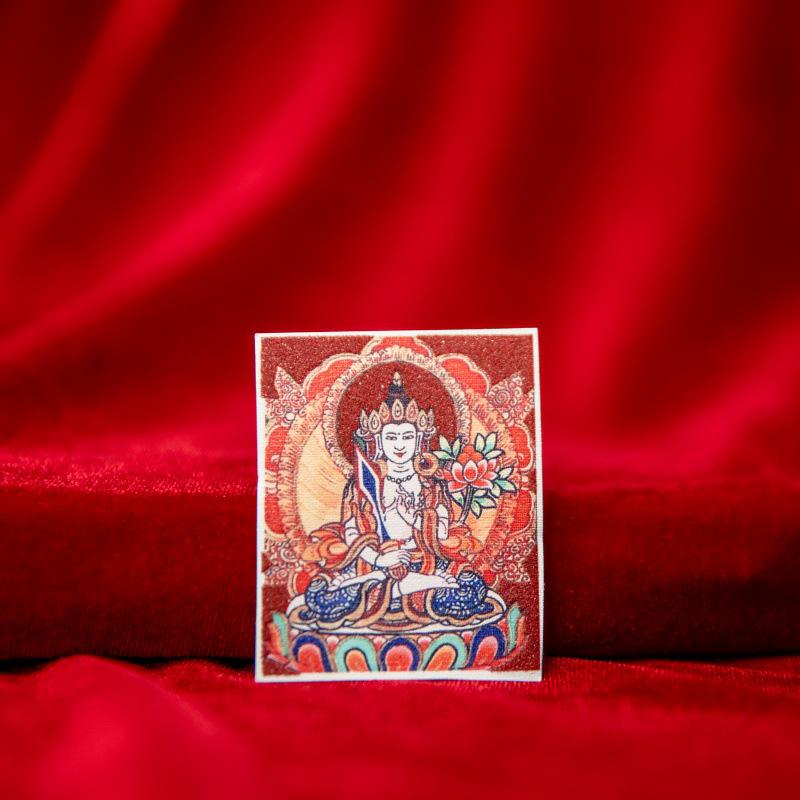Tibetan Eight Protectors Cinnabar Mineral Sand Thangka Painting Core 4X5 - Birth Year Buddha