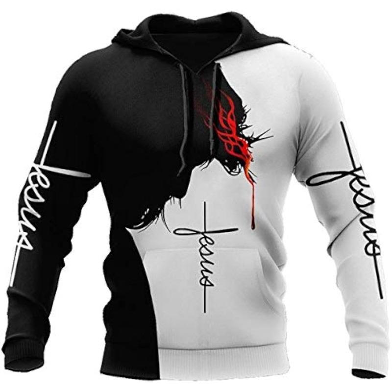 3D Christian Jesus Hoodies for Men  Praying Hands Sweatshirt Pullover