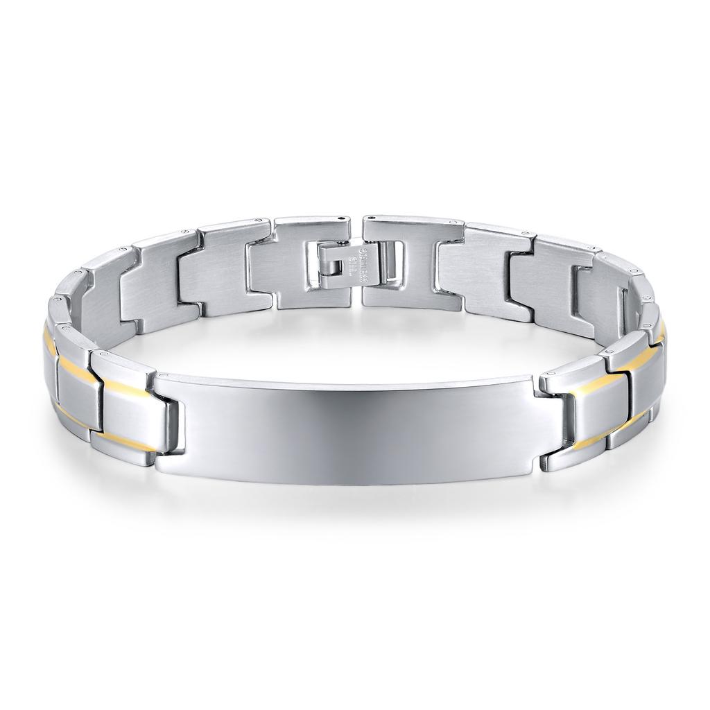 Fashionable Titanium Steel Black Gold Bent Brand Unisex Customized Stainless Steel Bracelet