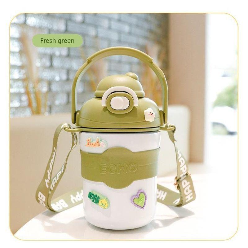 Large Capacity Thermos Cup for Girls, Stylish Water Bottle with Lid, Stainless Steel Big Belly Water Bottle for Children