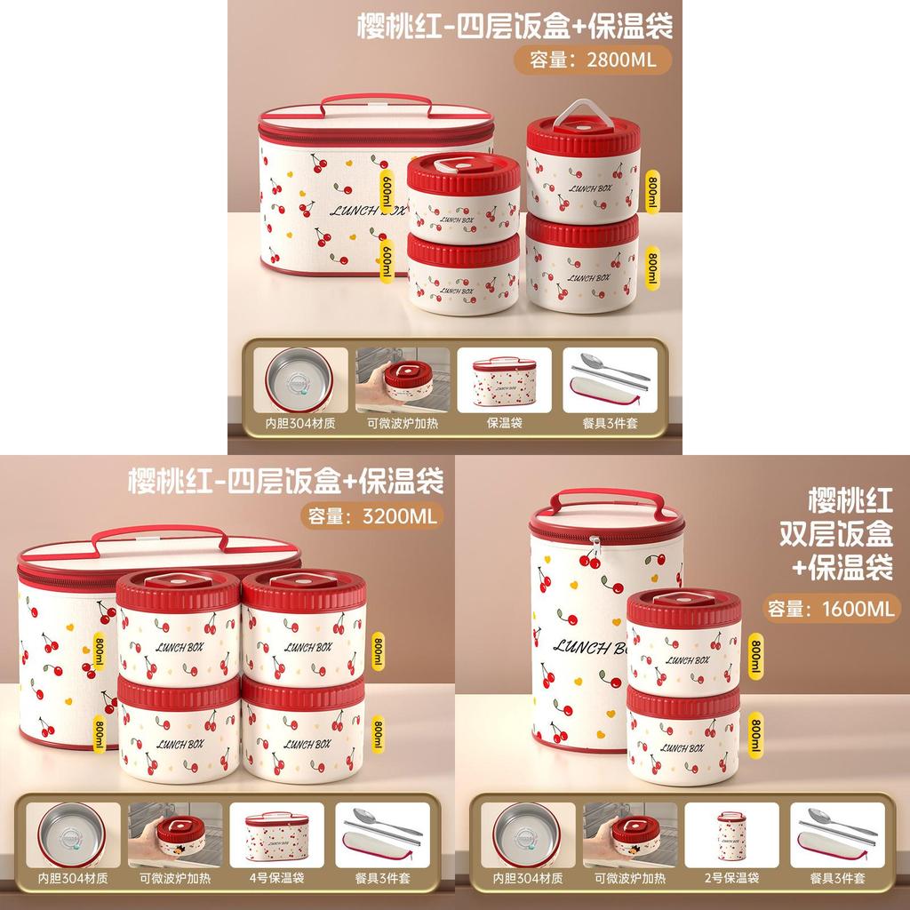Fairy Cherry Pattern Food Container With Leakproof Sealing For School And Workplace
