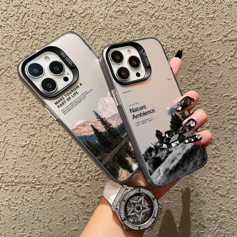 Travel Mountain Beach Proverb Laser Phone Case for Iphone 16 15 14 Pro Max Plus 17 Pro Max 13 12 Mini 11 Pro Max Cover Fundas