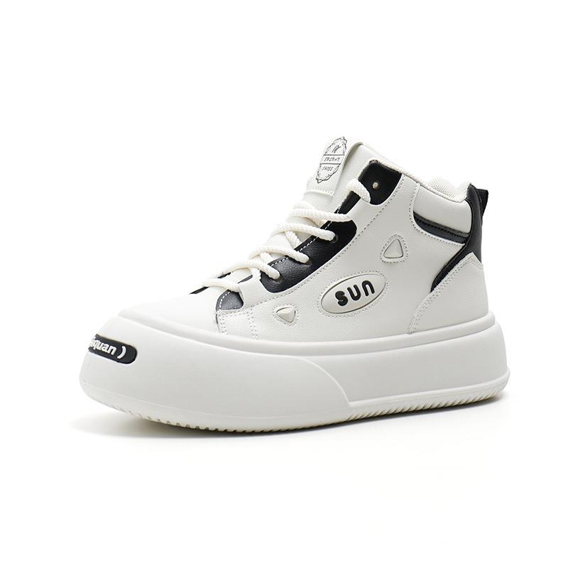 Damen-High-Top-Casual-Plateau-Sneaker, rutschfest, bequem, PU-Leder, zum Laufen, Wandern, klobige Schnür-Sneaker, Tennis-Sportschuhe für Damen