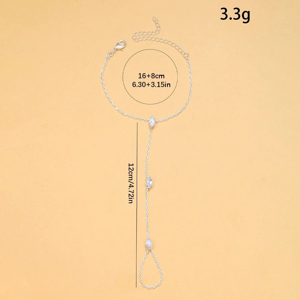 Personalized Gold/Silver Crystal Zircon Bracelet Hand Jewelry Women Thin Chain Finger Ring Hand Chain Finger Bracelet