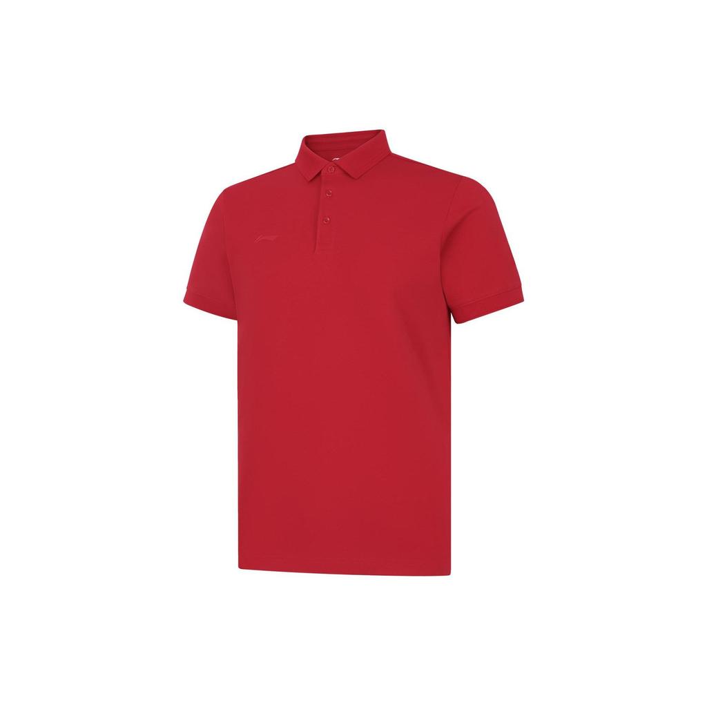 Li-Ning Solid Color Moisture Wicking Quick Dry Sports Polo Shirt Men tops Bull-Red APLU195-6