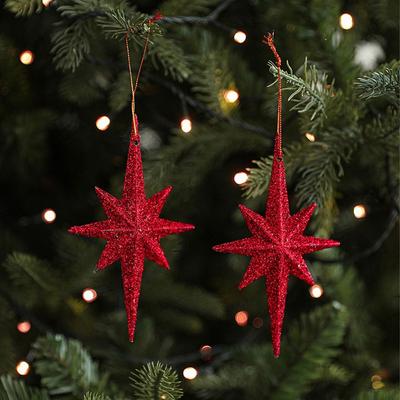 2pcs Plastic Christmas Star Pendant Elegant Festive Xmas Tree Hanging Ornaments DIY Merry Christmas Decor Hotel Office Decor