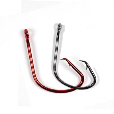 20 stuks Hoge Koolstofstaal Vis Haken 7381 Zwart Rode Kleur Vis Haken Maat 2/0 3/0 4/0 5/0 6/0 Zoutwater Sport Cirkel Vis Haken