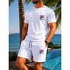 Men's Outdoor Leisure Sports 3D Printed Round Neck Short Sleeved T-shirt and Shorts Set Trendy and Fashionable Men's T-shirt