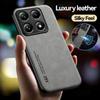 For Xiaomi 15 Pro Mi15 Pro 5G Car Holder Magnetic Leather Texture Phone Case Fundas For Xiaomi 14T Pro 14 Ultra Shockproof Matte Silicone Soft Case