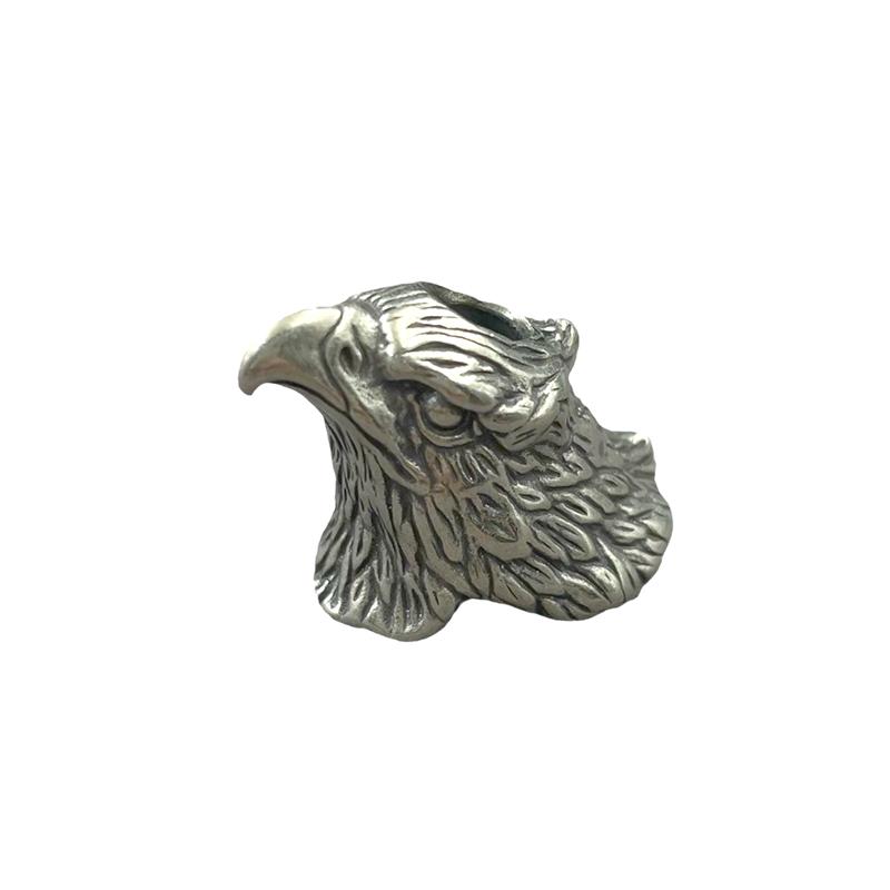 Premium Vintage Brass 3D Eagle Head Paracord Bead EDC Keychain Knife Pendant Decor for Backpack Accessories