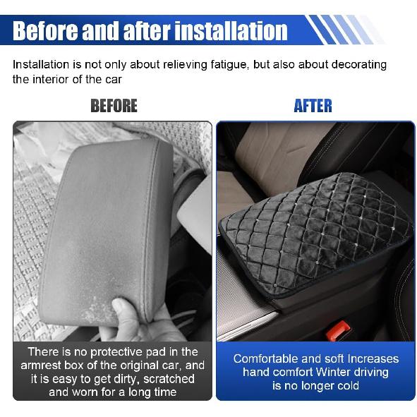 Plush Car Center Console Pad, Bling Diamond Car Armrest Cover, Soft Seat Box Cover Protector, Universal Car Interior Decoration Accessories Fit Most