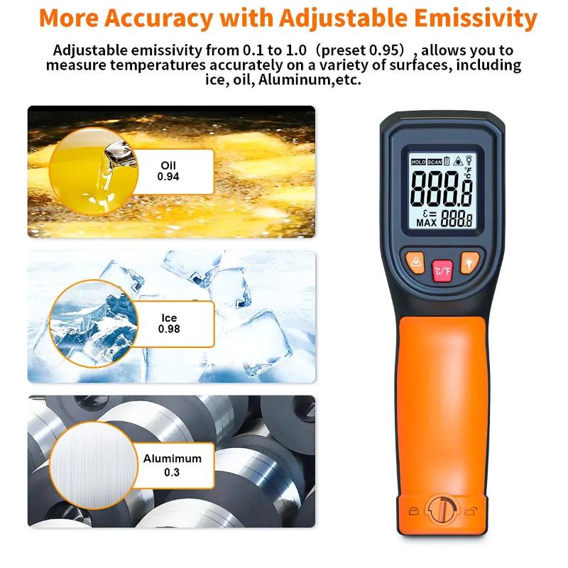 Infrared Thermometer With Laser Positioning Over Temp Alarm For Industrial Cooking Auto Temp Test