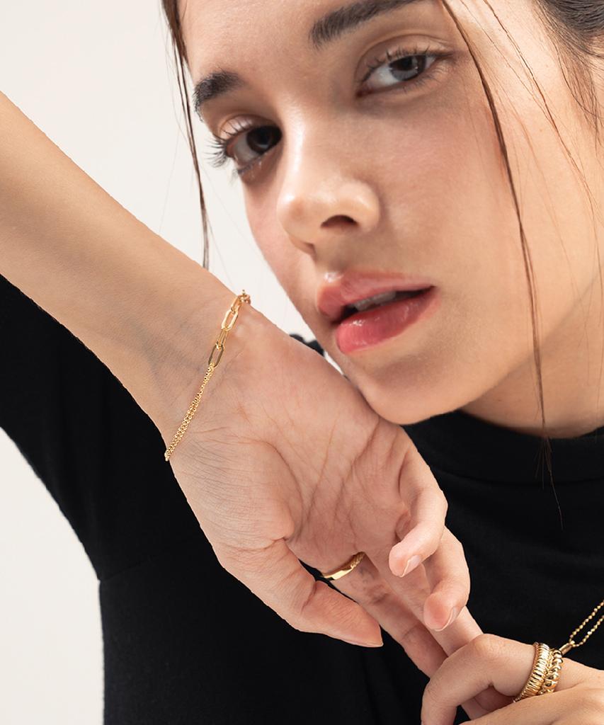 Jnui Dual Chain Bracelet 14K Gold Plated