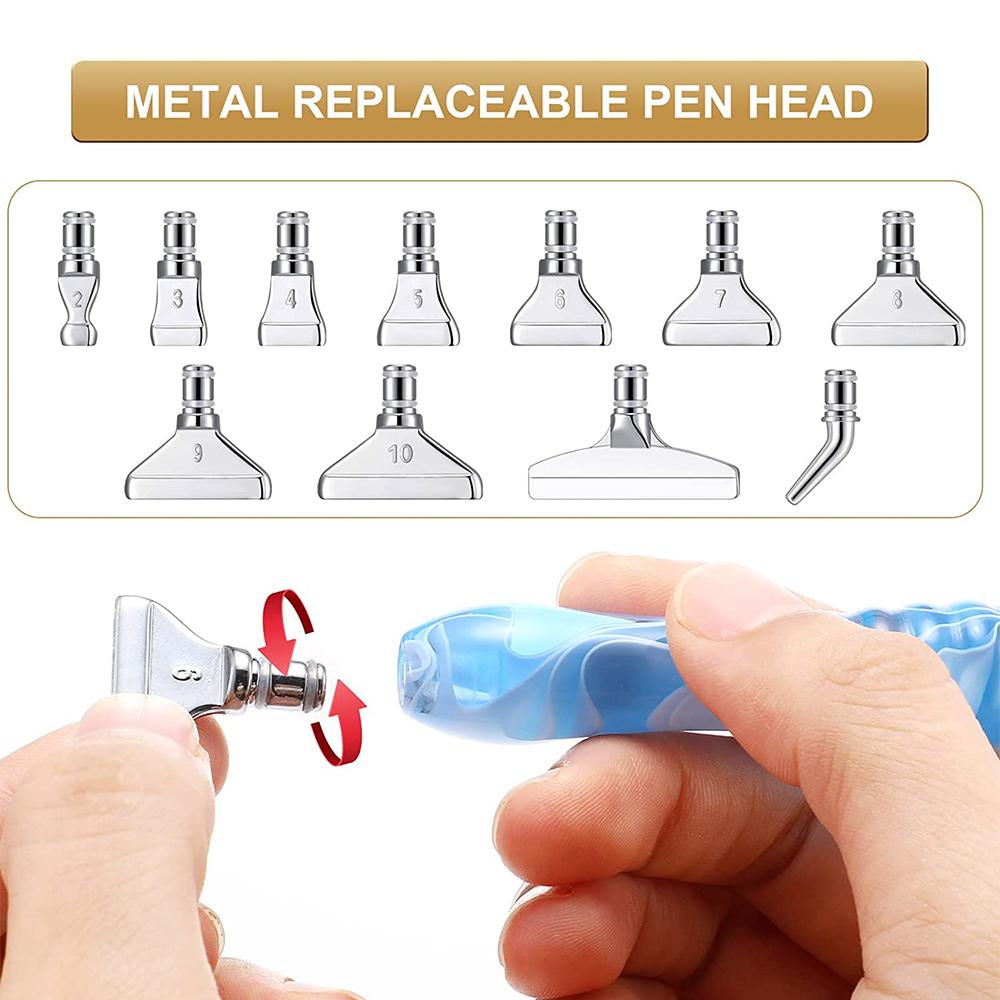 T02C!11 Pack Diamond Brush Metal Nibs DIY Diamond Painting Metal Pen Tips 5D Diamond Painting Replacement Pen Heads