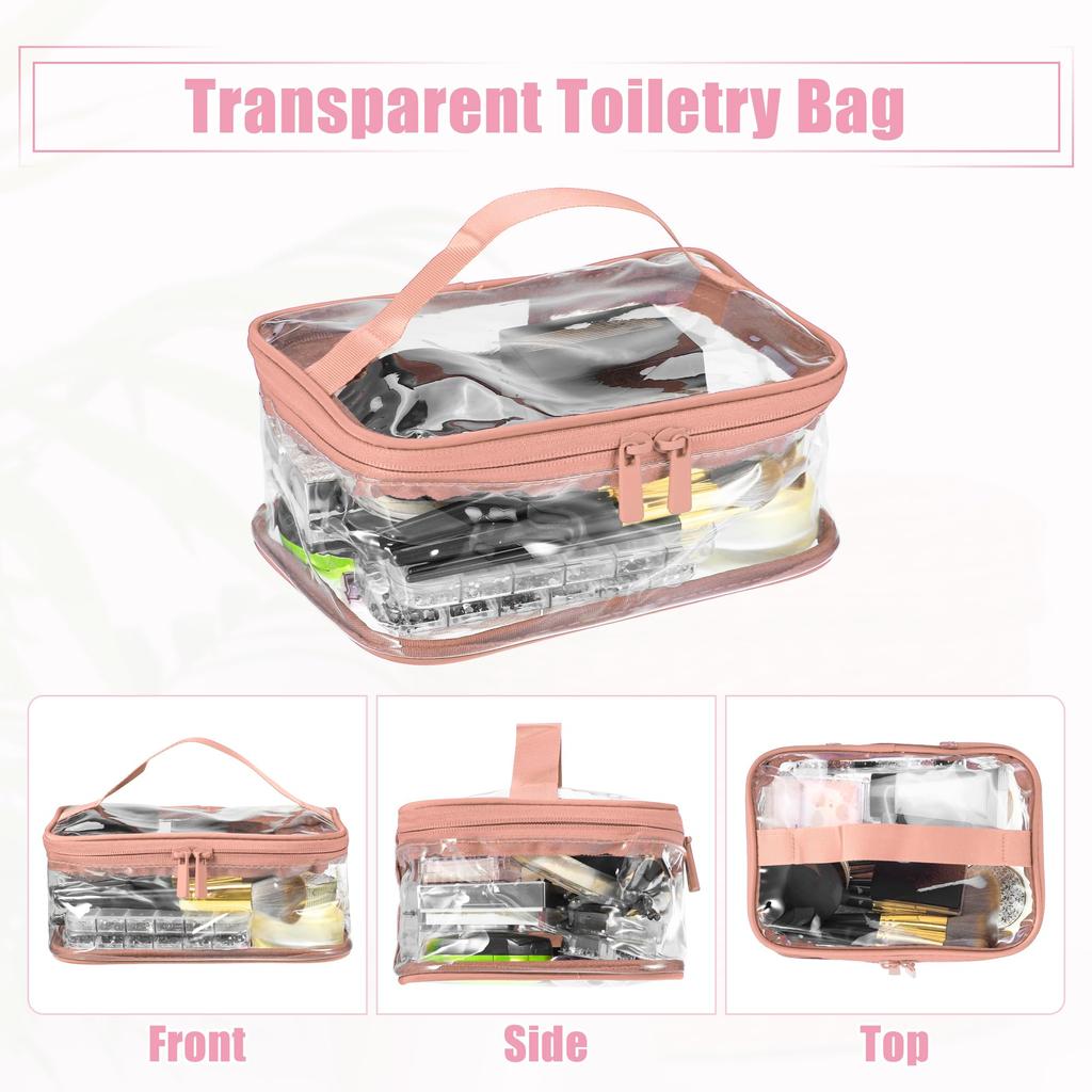 VOCOSTE Clear Makeup for Available in Black and Cherry Blossom Bag, Waterproof, Transparent, Travel, 2-Pack,