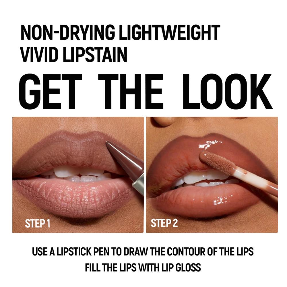 Lápiz Delineador de Labios 2en1 Cónico Degradado Marrón Nude Brillo de Labios Espejo Delineador de Labios Mate Impermeable Contorno de Labios Maquillaje No Pegajoso