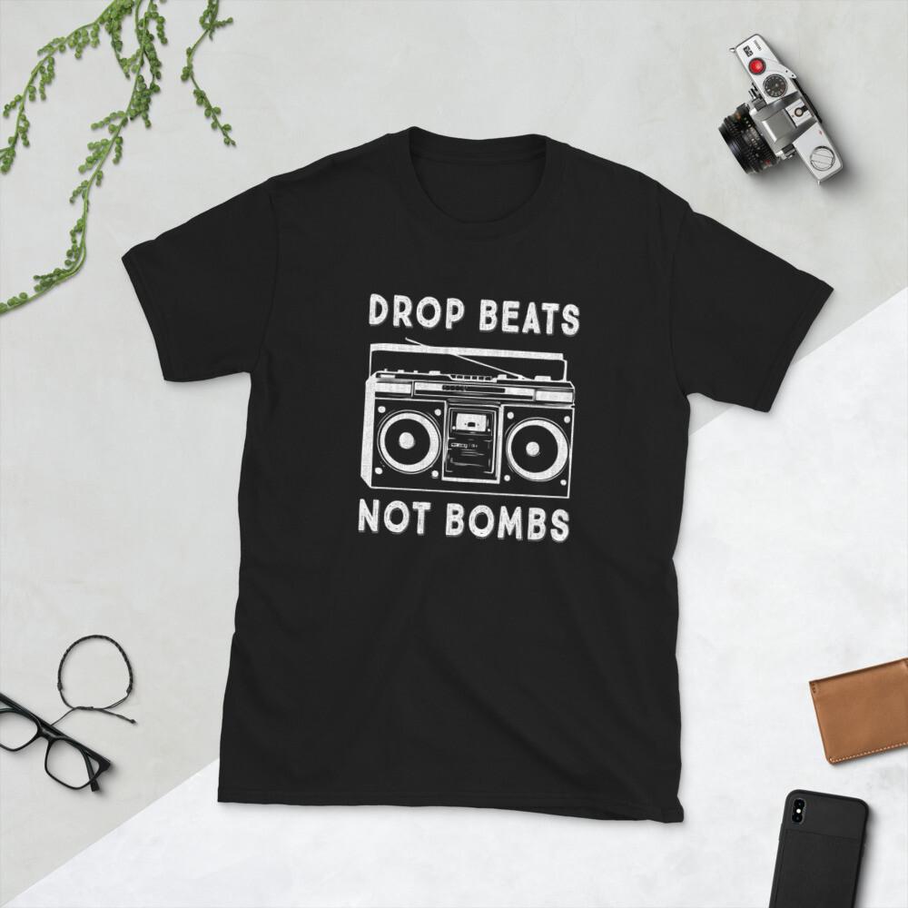 

Drop Beats Not Bombs Anti-War musician, Short-Sleeve Unisex T-Shirt 3XL