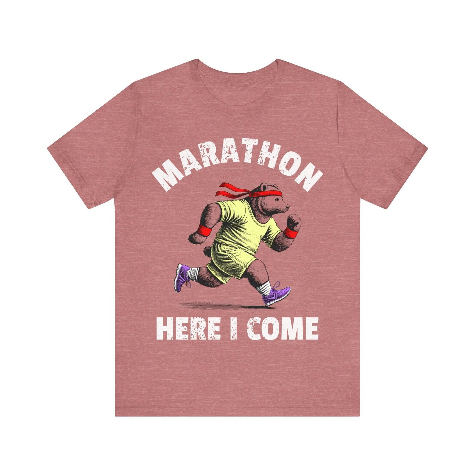 Jogging Bear Marathon Tee: Engraving Style Unisex T-Shirt M