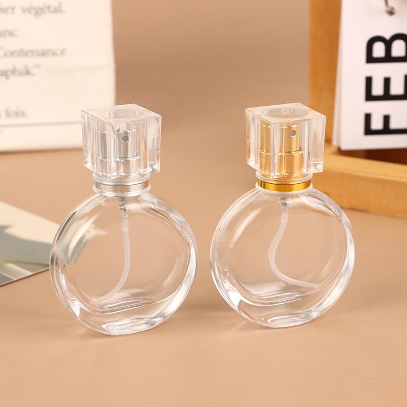 Flacon de parfum din sticlă de 25 ml, transparent, cu pulverizator tip ceață, flacon gol pentru parfum, recipient cosmetic pentru călătorie