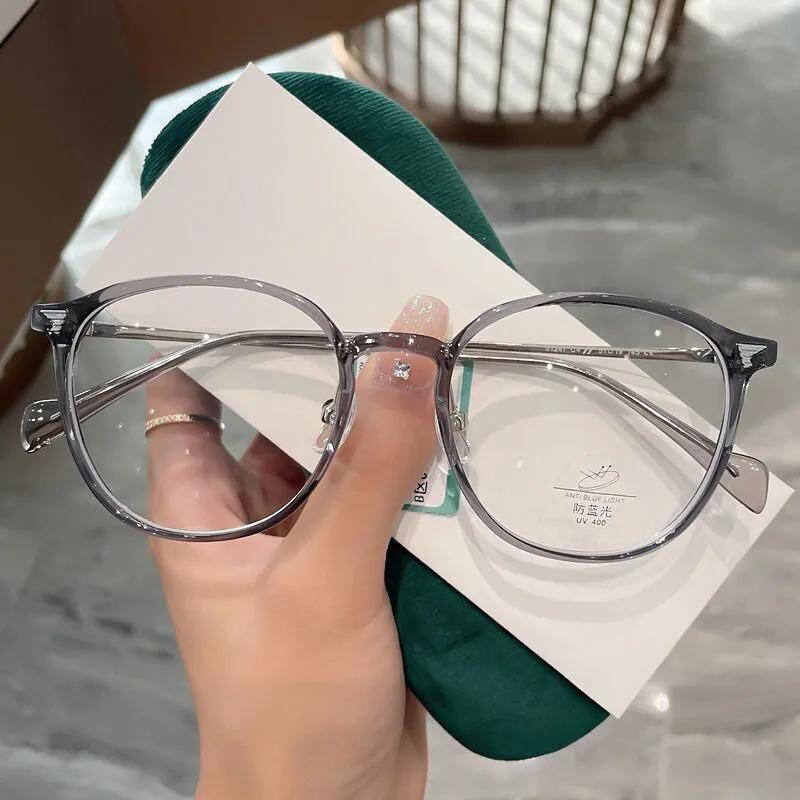 Anti-Blue Light Short Sight Glasses Ultra Light Milk Coffee Myopia Glasses Women's Retro Large Oval Frame Near Sight Eyewear