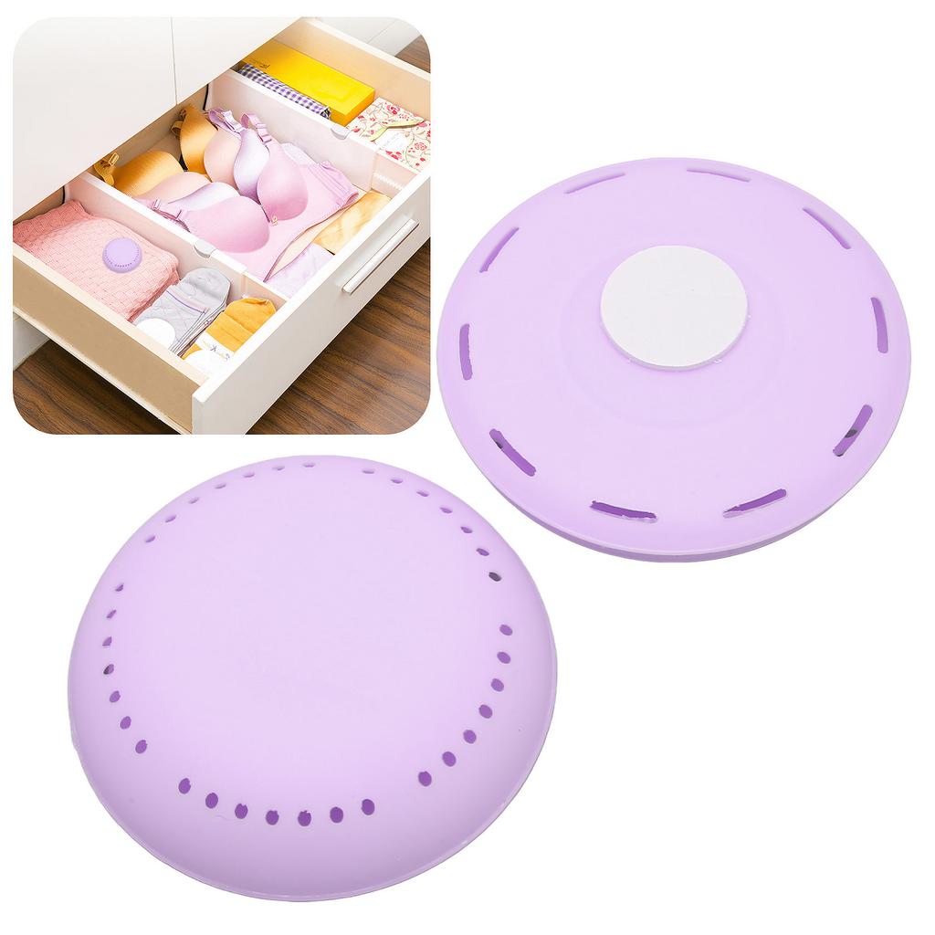 2pcs Adhesive Freshener Box Portable Remove Odor Round Freshener Box for Wardrobe Purple