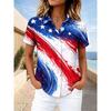 Womens Loose Fit Short Sleeve Printed Shirt Casual Vacation Style Collared Open Front Top