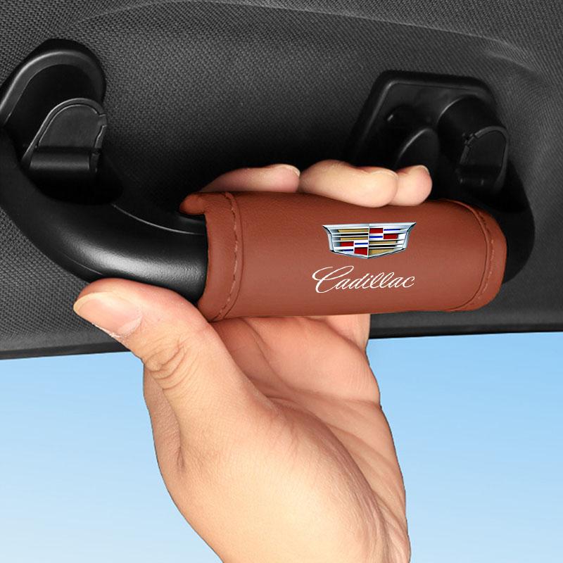 Car Roof Handle Cover Door Armrest Leather Covering For Cadillac Escalade Tiburon Deville Seville XT5 XTS CTS BLS SLS DTS SRX Metal