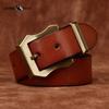 Móda Osobnost Retro Zesílený Hladký Vrchní Vrstva Hovězí Kůže Pravá Kůže Pánský Opasek Drsný Chlap Měděná Přezka Opasek