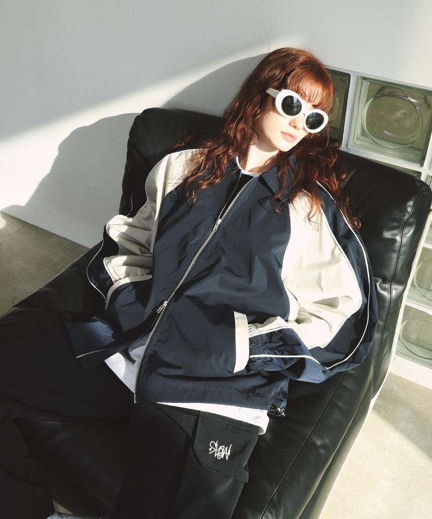 Slow Record House Piping Line Windbreaker_Navy