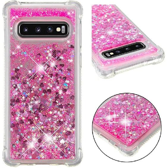 Compatible with Galaxy S10 Case, Bling Glitter Clear Case Floating Quicksand Shockproof Protective Sparkle Silicone Soft TPU Case for Samsung Galaxy