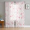 Love Pink Rose Butterfly Sheer Curtains for Bedroom Living Room Voile Window Curtains Tulle Curtains for Kids Room