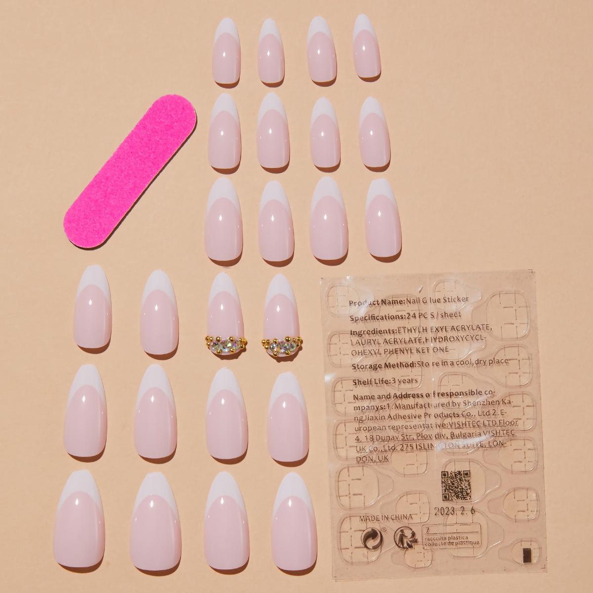 

Миндалевидные накладные ногти со стразами: Стильные, Носимые, Съемные Наклейки для Нейл-арта