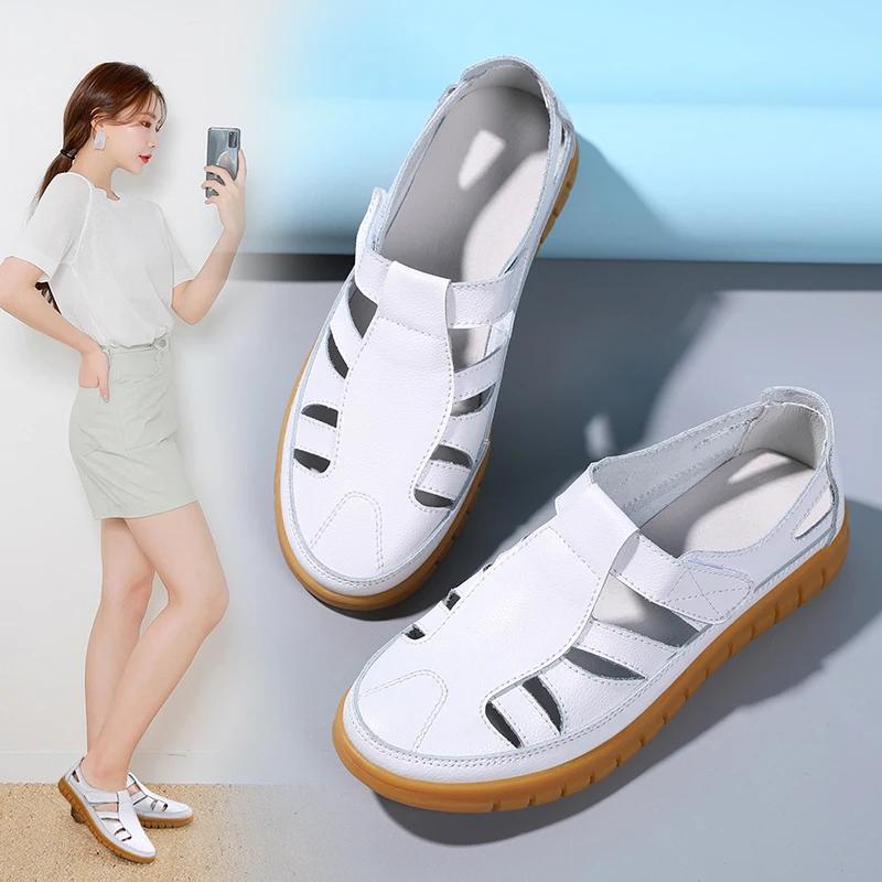 Casual Women's Sandals Elegant Office Ladies Flats Shoes Sandals Women Shoes Square Sandals Slip On Woman Sneakers