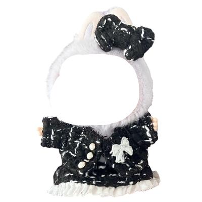 AXLUCE Lovebu Tweed Ceket ve Etek Peluş Oyuncak Kıyafeti (Siyah)