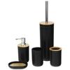 Bathroom Set Toilet Brush Dispenser Set of 5 Black Elements