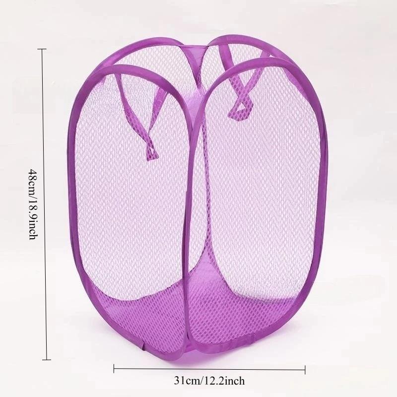 Folding Household Laundry Storage Basket Mesh Dirty Clothes Storage BasketToy Storage Bag Household Storage Bucket