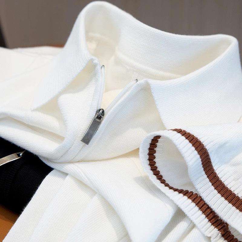 Men's Trendy Korean Style Short-Sleeve Polo Shirt with Half Zipper