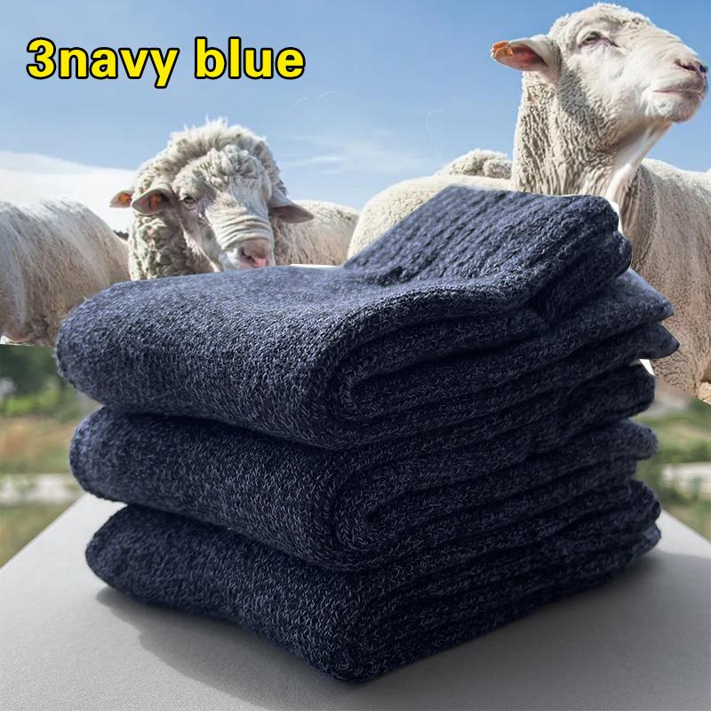3 Pairs Winter Warm Thick Towel Bottom Man Socks Wool Male Socks Slipper Socks Merino Wool Socks Against Cold Snow Socks