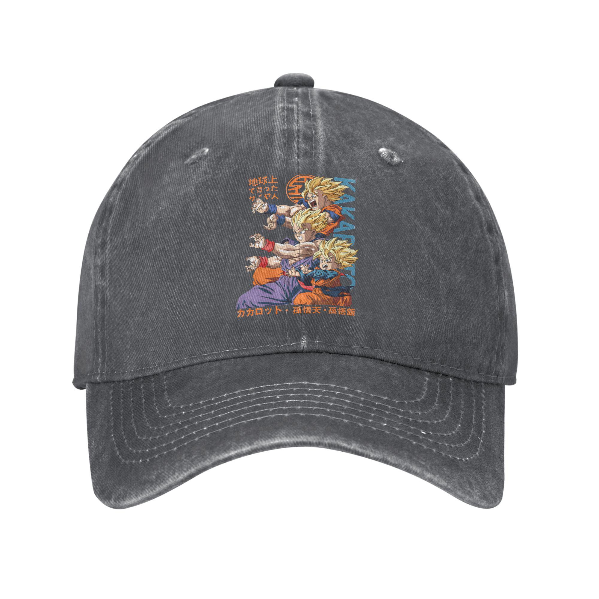 

Dragon Ball Goku Gohan Men Women Baseball Caps Distressed Cotton Caps Hat Fashion Outdoor Summer Gift Snapback Cap One Size темно серый