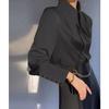 Elegante Langarm-Satinbluse im französischen Design - Schickes Damen-Frühlings-/Herbstoberteil