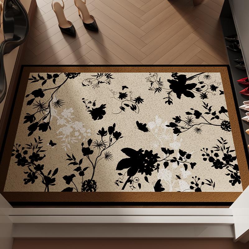 Retro Green Welcome Entrance Mat Rug Absorbs Dirt Door Mat Non-Slip Floor PVC Doormat Cuttable Hallway Mat