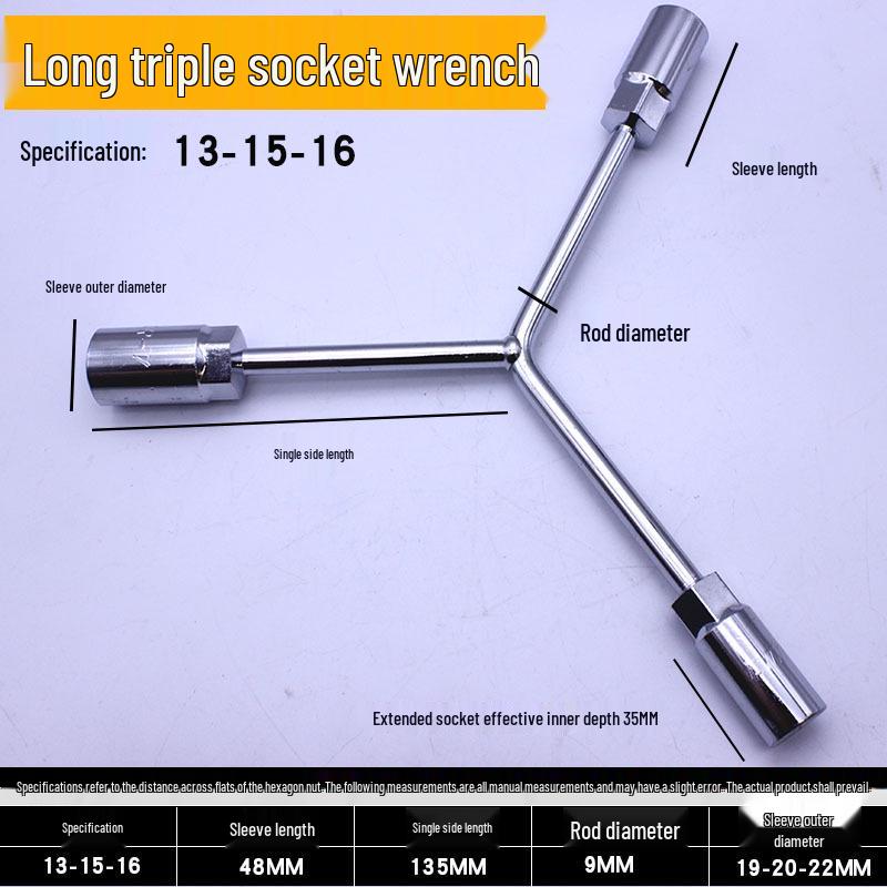 Triple Hex Socket Wrench Set for Car, Motorcycle, and EV Battery Repair