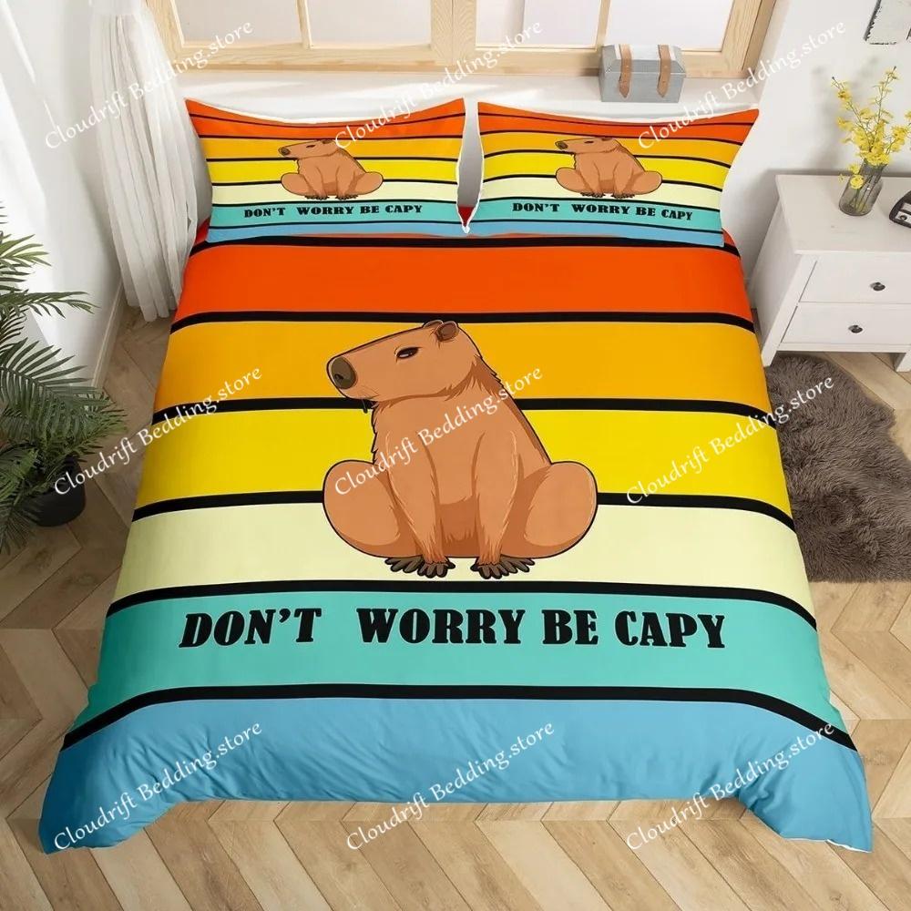 Capybaras Motif Bed Linen,Microfibre Bedding Sets, Children's Bed Linen for Teenagers 3D Animal Printed DuvetCover