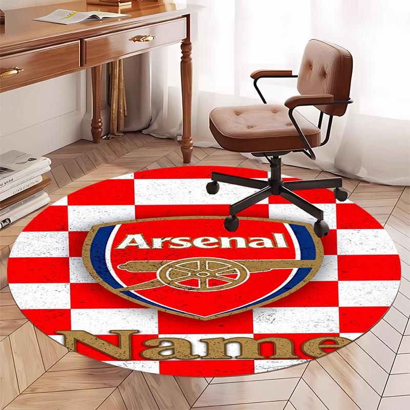 Custom Name Arsenal Football Club Printed Round Rug Carpet Chair Rug Area Rug Entryway Doormats,for Office Chair Living Room Bedroom Kitchen Room.